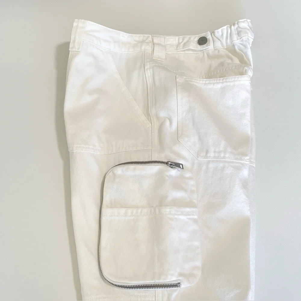 AllSaints Florence Cargo Jogger Pants Organic Twill Cotton Chalk White 8